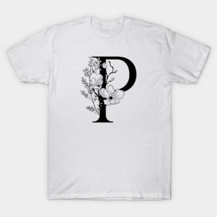 Letter P Monogram - Floral Initial T-Shirt